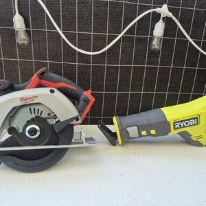 Milwaukee and Ryobi Power Tool Set - Red and Yellow